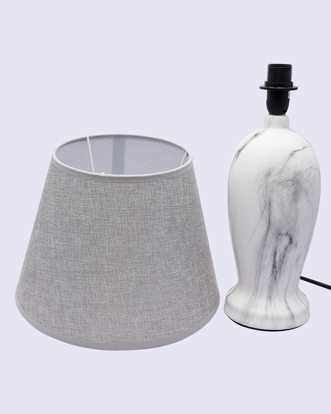 Market99 Table Lamp, with Shade, S Shape, White, Ceramic - MARKET 99