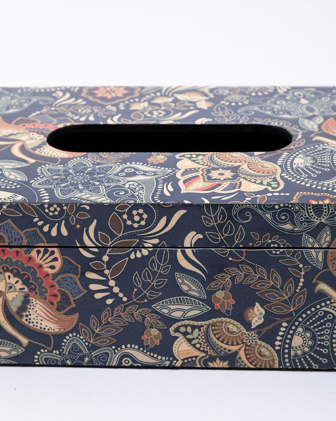 Market99 Tissue Box, Ethnic Design, Facial Tissue Holder with Soft Bottom for Home, Office, & Restaurant, Rectangular, Multicolour, MDF - MARKET 99