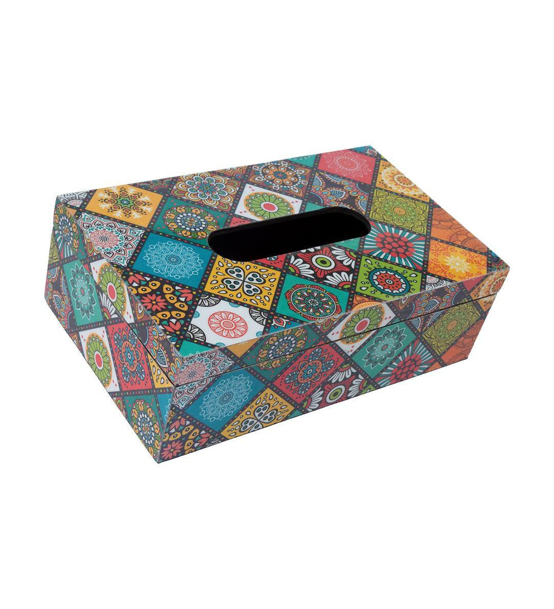 Market99 Tissue Box, Multiple Style Print, Multicolour, MDF - MARKET 99
