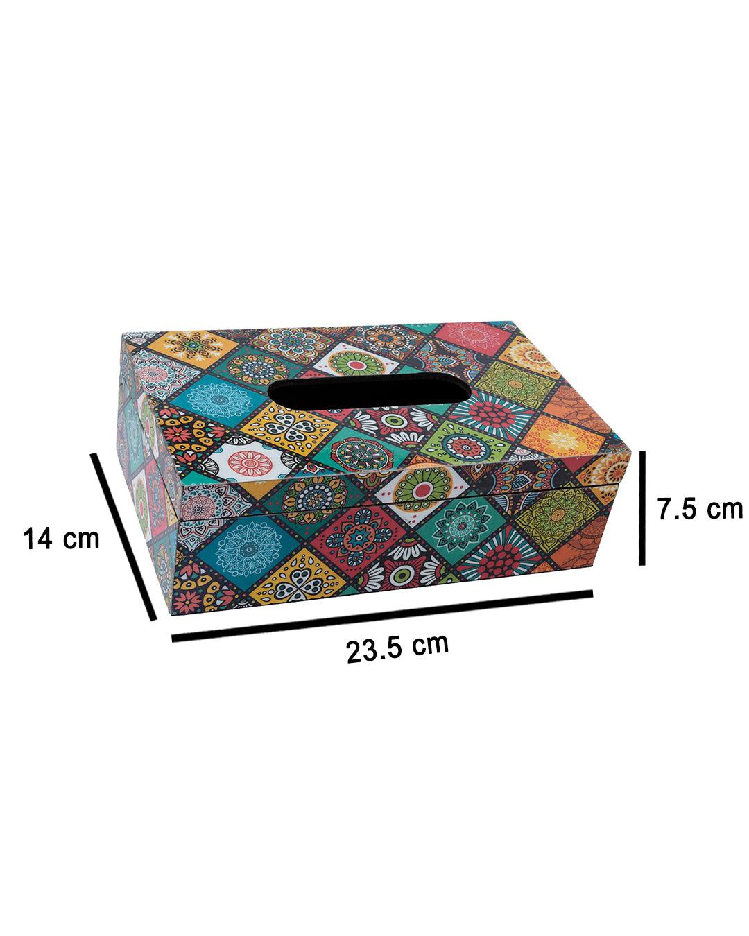 Market99 Tissue Box, Multiple Style Print, Multicolour, MDF - MARKET 99