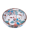 Market99 Tray with Handle, Floral Print, Round, Multicolour, MDF - MARKET 99