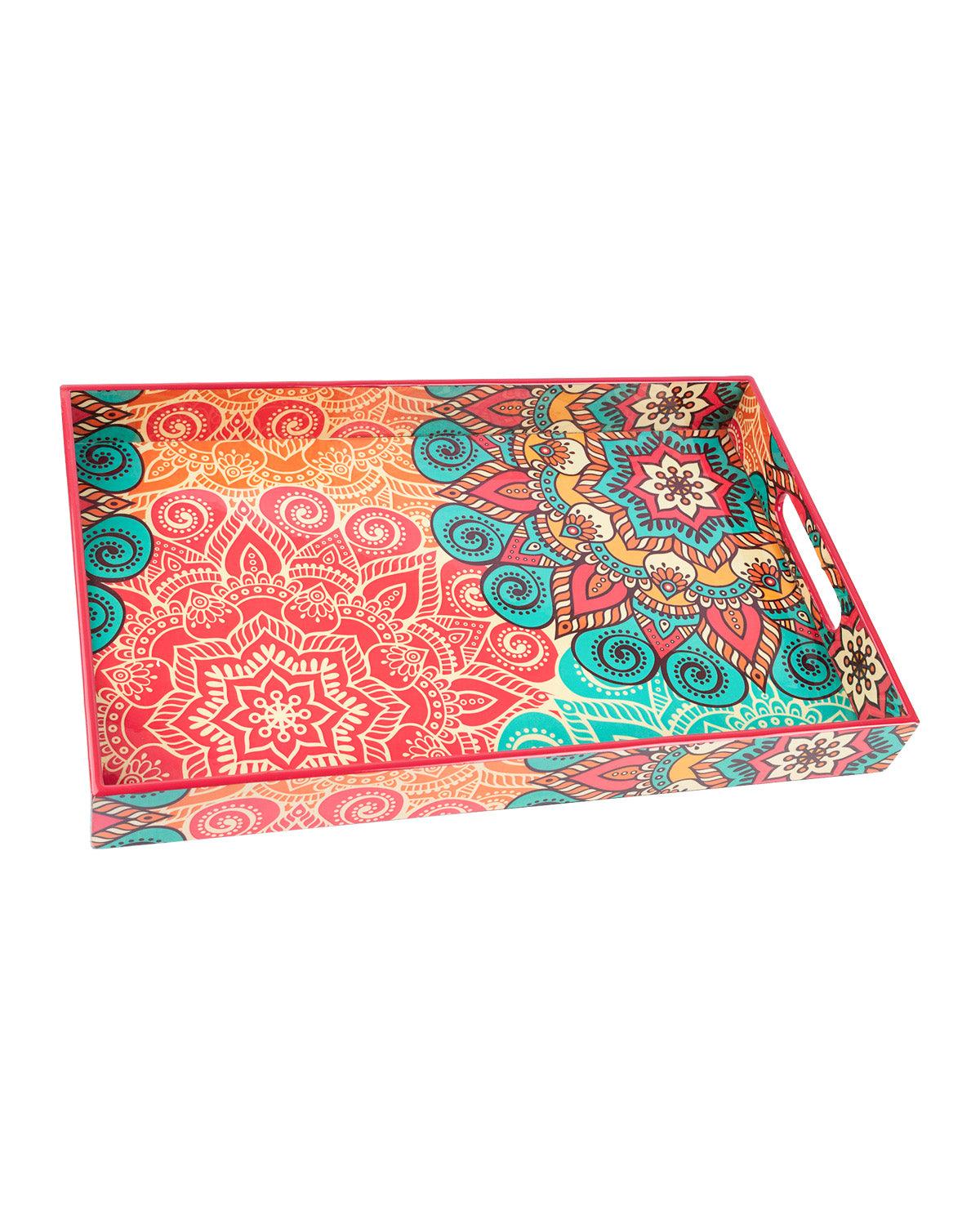 Market99 Tray with Handle, Traditional Design, Multicolour, MDF - MARKET 99