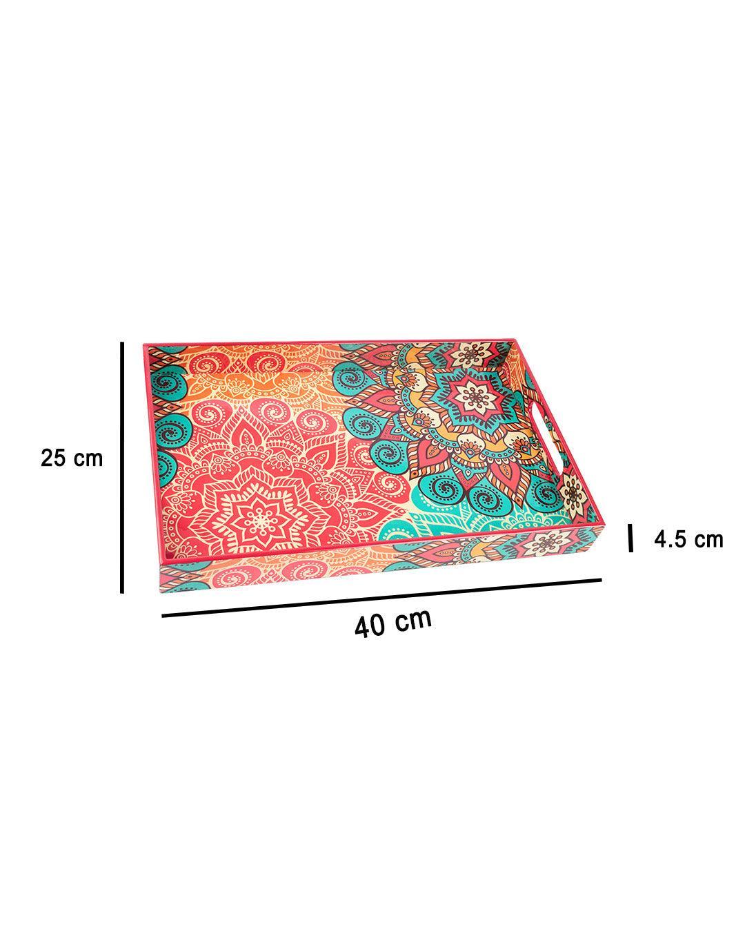 Market99 Tray with Handle, Traditional Design, Multicolour, MDF - MARKET 99