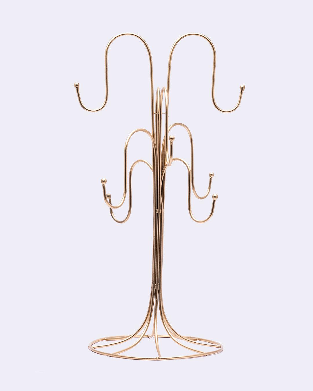 Market99 Tree of Light, T-light Holder, with 8 Glass Votives, Gold Colour, Mild Steel - MARKET 99