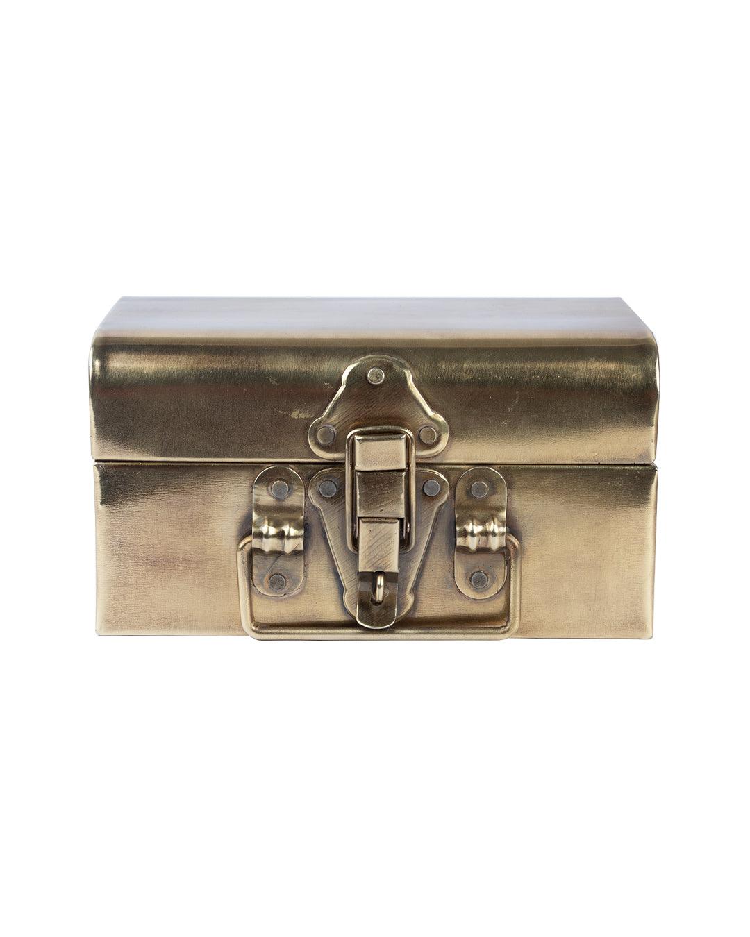 Market99 Trunk Jewellery Storage Box, Golden Colour, Mild Steel - MARKET 99