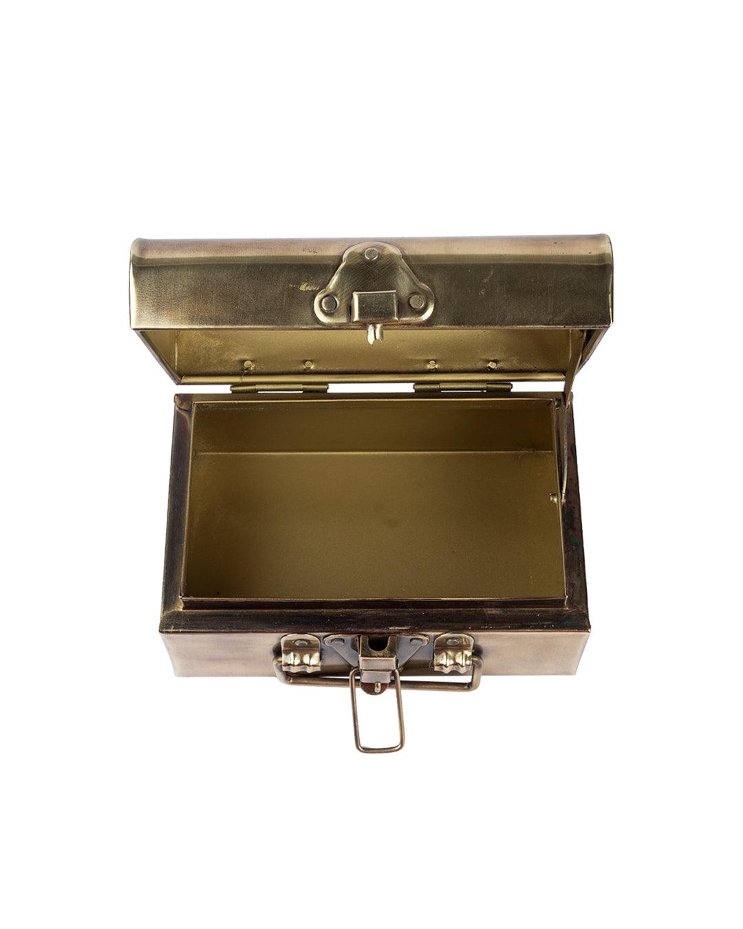 Market99 Trunk Jewellery Storage Box, Golden Colour, Mild Steel - MARKET 99