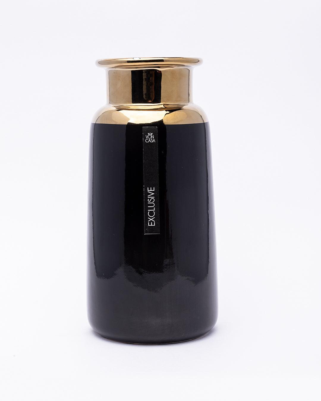 Market99 Vase, Flower Vase, Unique Glazed Design, Decorative Vase, Black, Ceramic - MARKET 99
