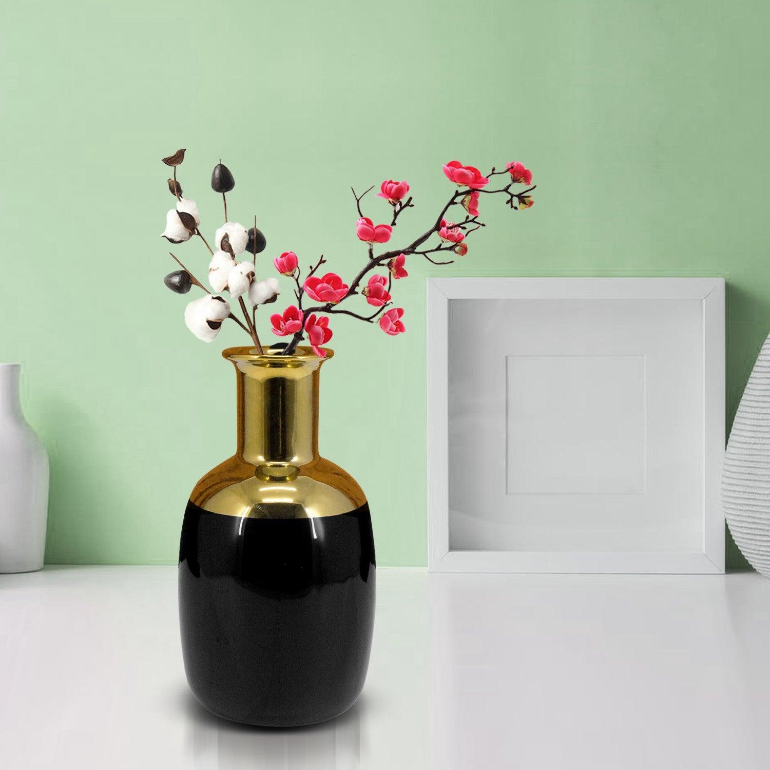 Market99 Vase, Flower Vase, Unique Glazed Design, Decorative Vase, Black, Ceramic - MARKET 99