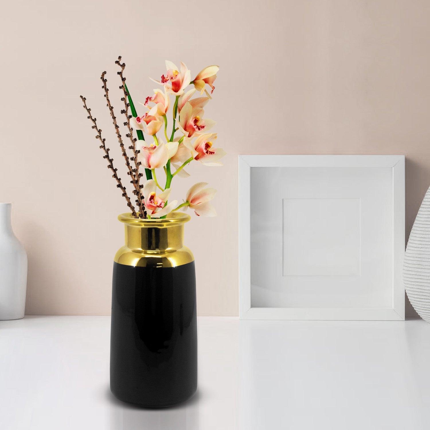 Market99 Vase, Flower Vase, Unique Glazed Design, Decorative Vase, Black, Ceramic - MARKET 99
