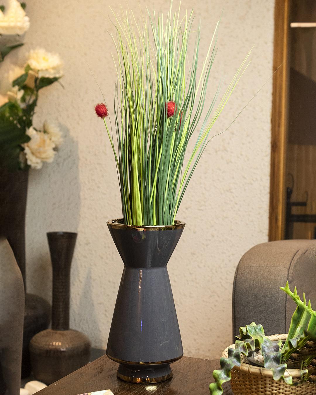 Market99 Vase, Flower Vase, Unique Glazed Design, Decorative Vase, Grey, Ceramic - MARKET 99