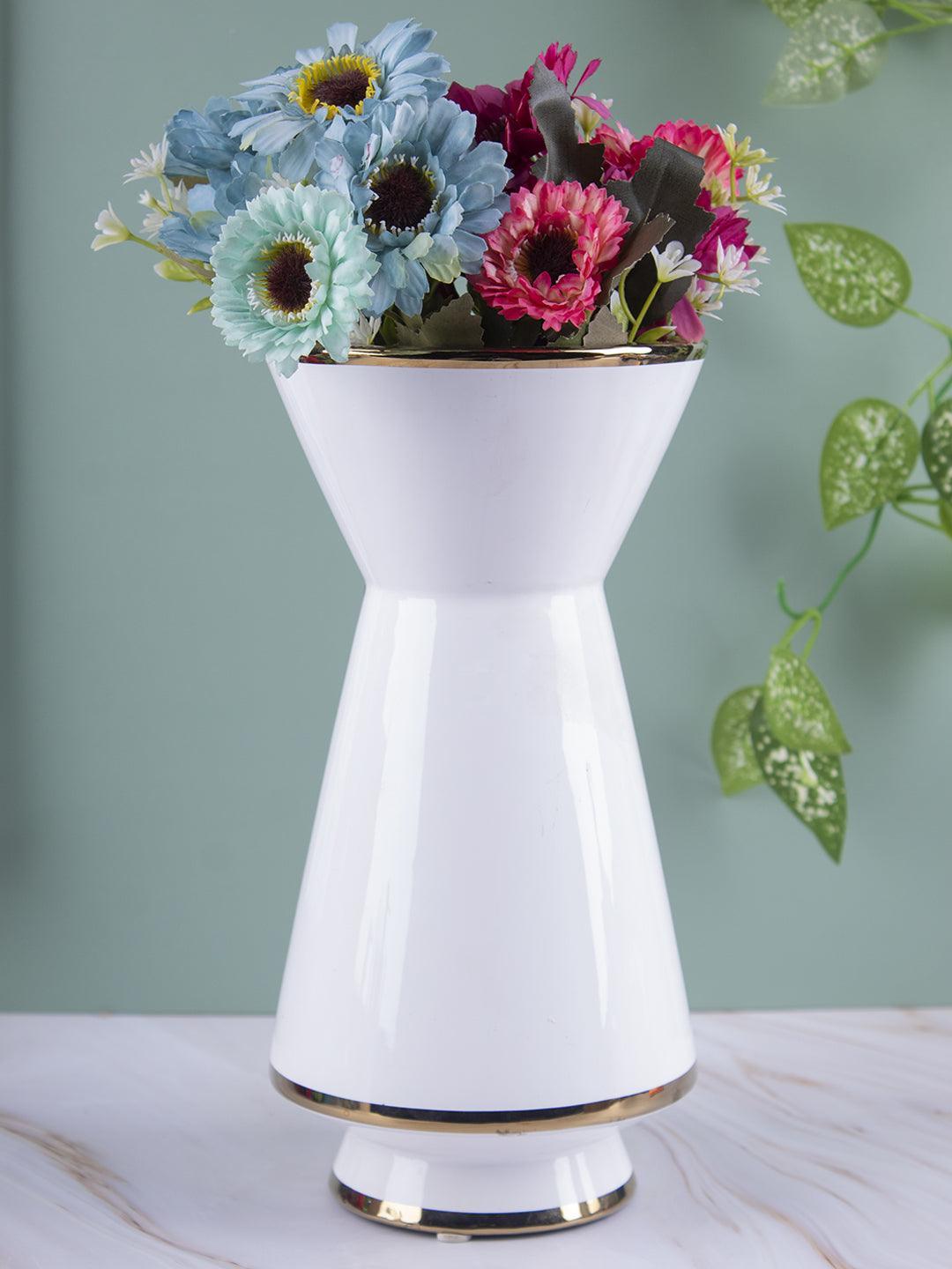 Market99 Vase, Flower Vase, Unique Glazed Design, Decorative Vase, White, Ceramic - MARKET 99