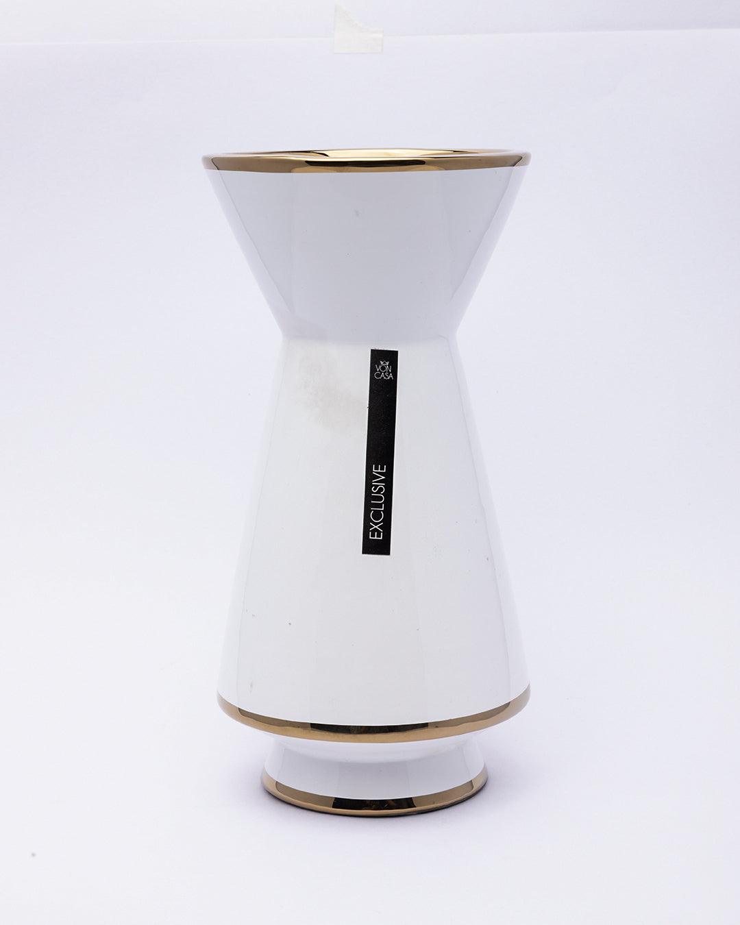 Market99 Vase, Flower Vase, Unique Glazed Design, Decorative Vase, White, Ceramic - MARKET 99