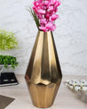 Market99 Vase, Hammered Finish, Golden Colour, Mild Steel - MARKET 99