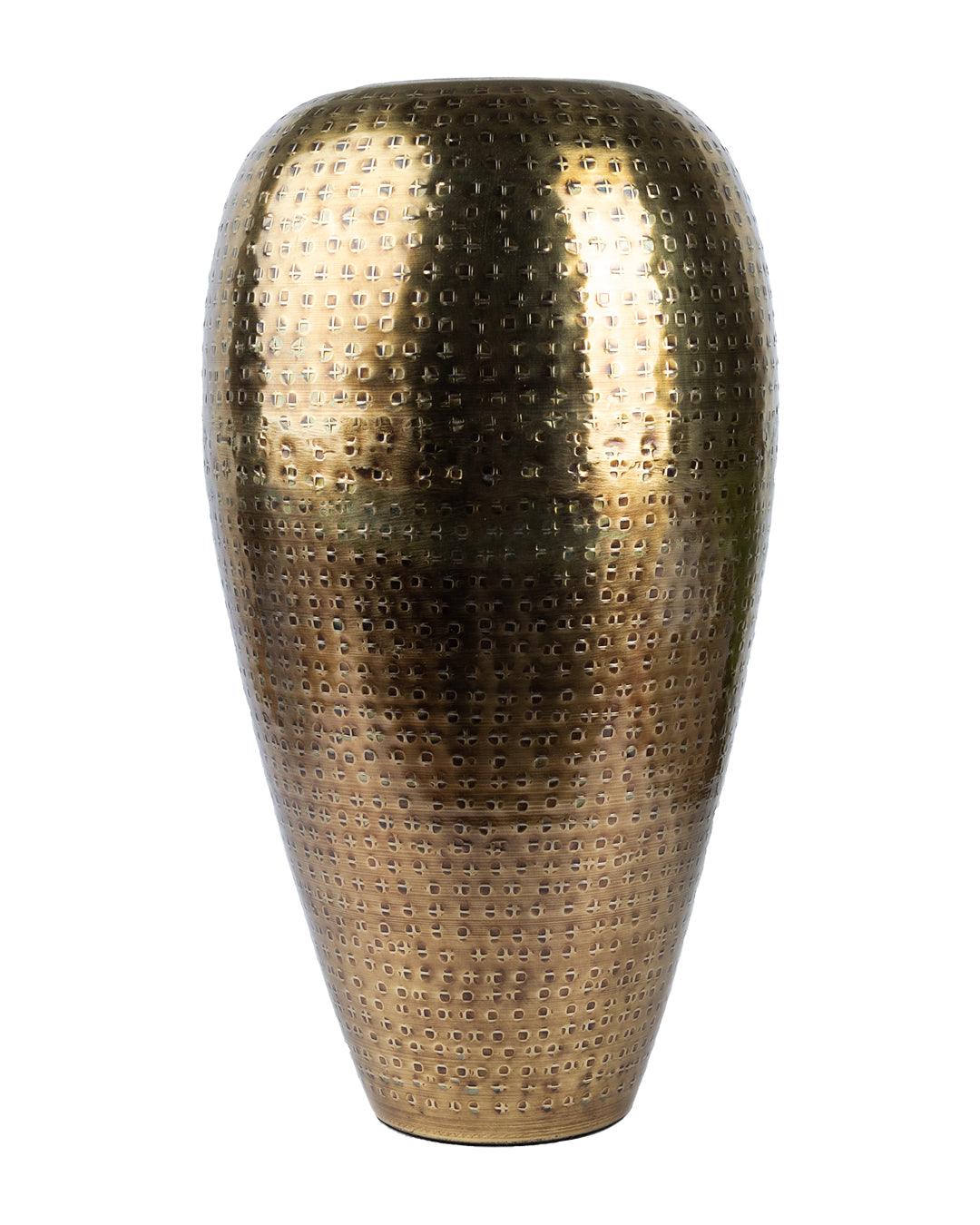 Market99 Vase, Hammered Finish, Golden Colour, Mild Steel - MARKET 99