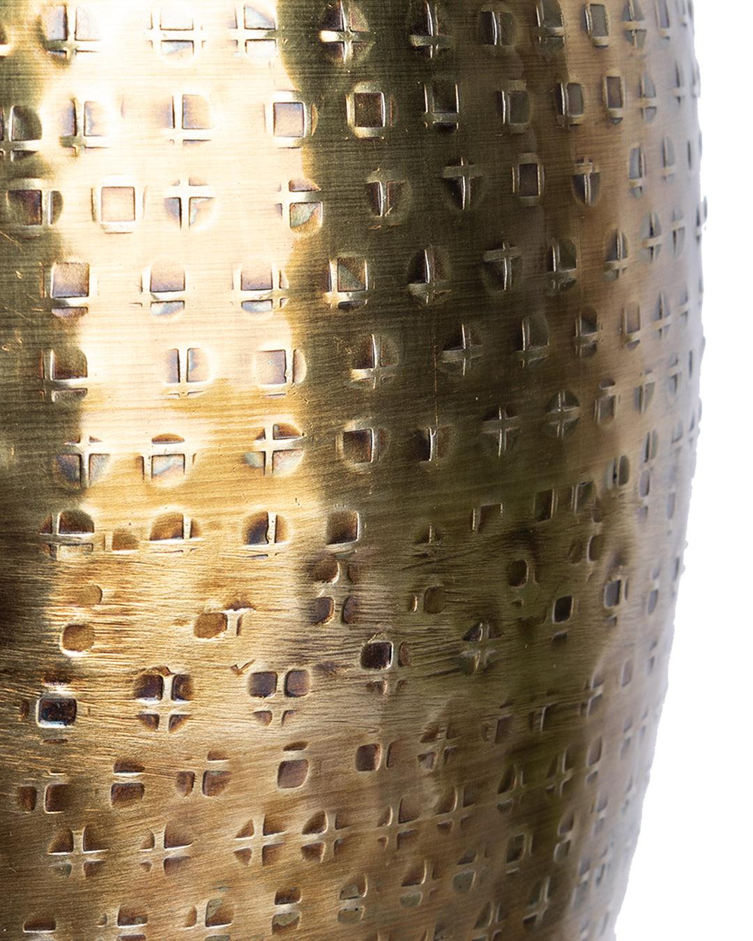 Market99 Vase, Hammered Finish, Golden Colour, Mild Steel - MARKET 99