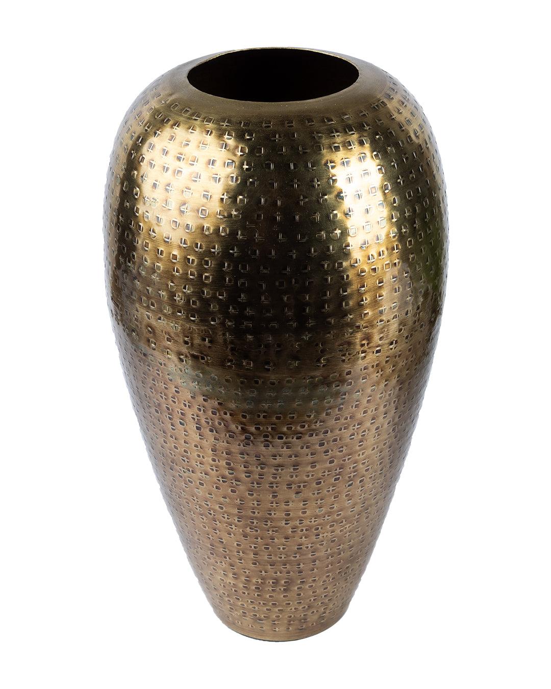 Market99 Vase, Hammered Finish, Golden Colour, Mild Steel - MARKET 99