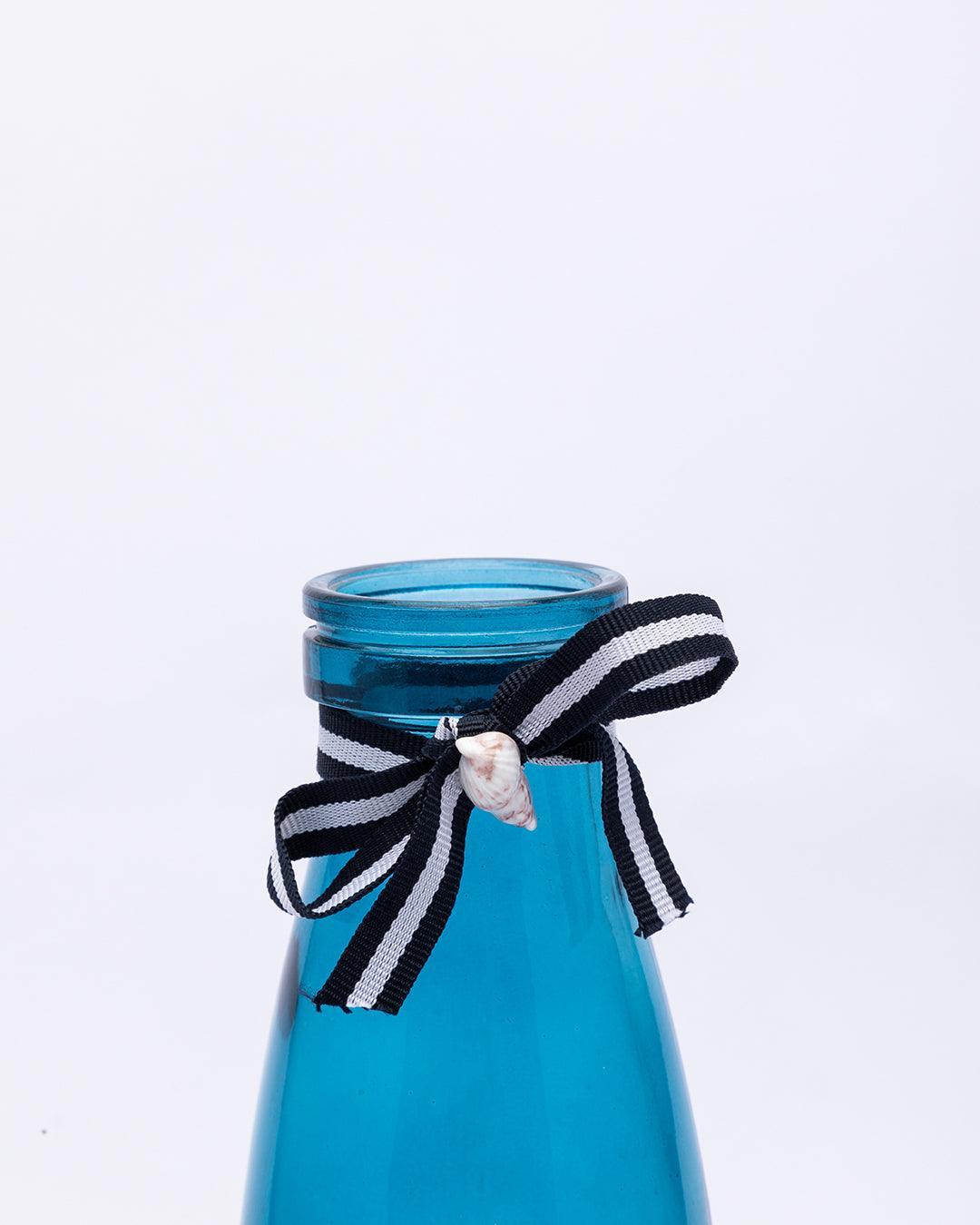Market99 Vase, Semi-Transparent Glass Vase, Decorative Small Flower Vase For Home, Table Centerpiece, Blue, Glass, Set Of 2 - MARKET 99