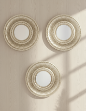 Market99 Wall Mirror, Wall Décor, Antique Finish, Champagne Colour, Plastic, Set of 3