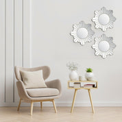 Market99 Wall Mirror, Wall Décor, Antique Finish, Champagne Colour, Plastic, Set of 3 - MARKET 99