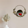 Market99 Wall Sconce Ring with Mirror, T-Light Holder, Floral Design, Red Votive, Gold, Mild Steel - MARKET 99