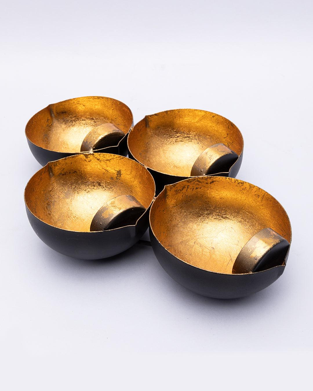 Market99 Wall Scone Diya, 4 Diya T-Light Candle Holder, Modern Design, Gold Foiling, Mild Steel - MARKET 99