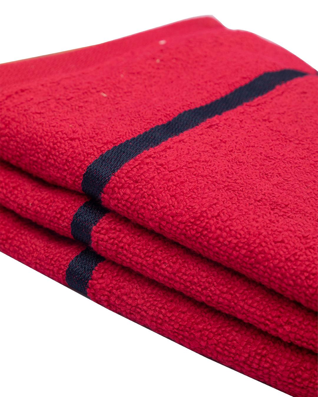 Market99 Zero Twist Face Towel, Red, Cotton, Set of 3 - MARKET 99