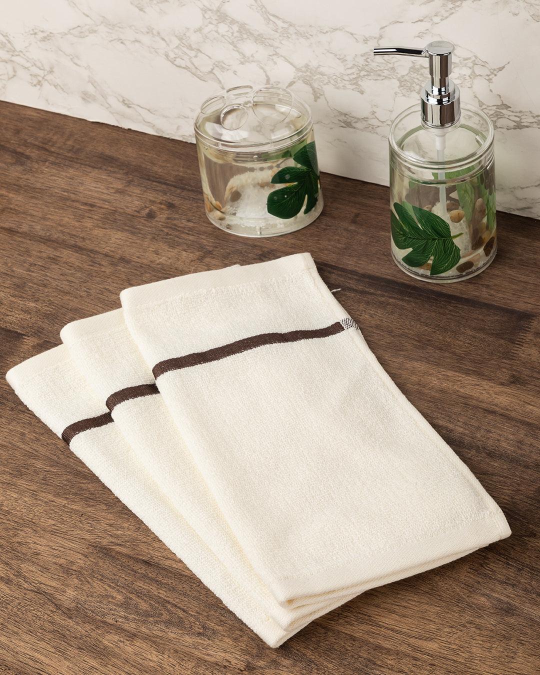 Market99 Zero Twist Face Towel, White, Cotton, Set of 3 - MARKET 99