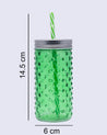 Mason Jar, with a Lid & Straw, Mason Tumbler, Glass, Green, 400 mL - MARKET 99
