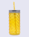 Mason Jar, with a Lid & Straw, Mason Tumbler, Glass, Yellow, 400 mL - MARKET 99