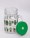 Mason Jar, with Straw & Lid, Green, Glass, 450 mL - MARKET 99