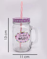 Mason Jar, with Straw & Lid, Pink, Glass, 450 mL - MARKET 99