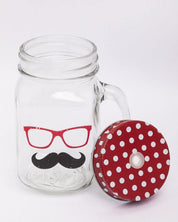 Mason Jar, with Straw & Lid, Red, Glass, 450 mL - MARKET 99