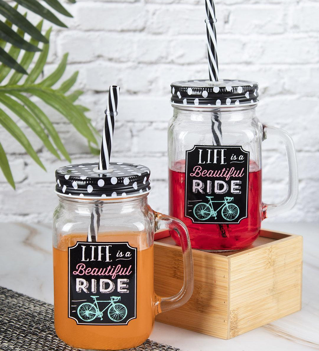 Mason Mug With Straw Set Of 2 (Each 450 Ml) - MARKET 99