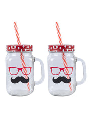 Mason Mug With Straw Set Of 2 (Each 450 Ml) - MARKET 99