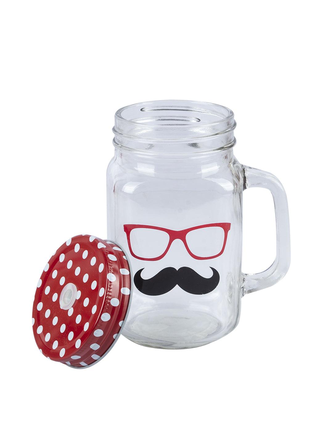 Mason Jar, with Straw & Lid, Red, Glass, 450 mL - Market 99 – MARKET 99