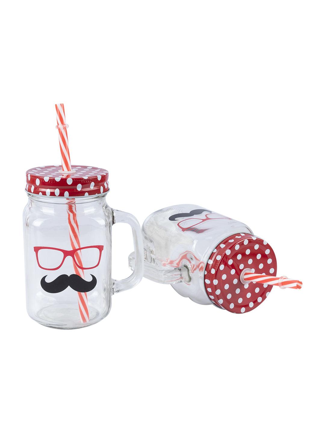 Mason Mug With Straw Set Of 2 (Each 450 Ml) - MARKET 99