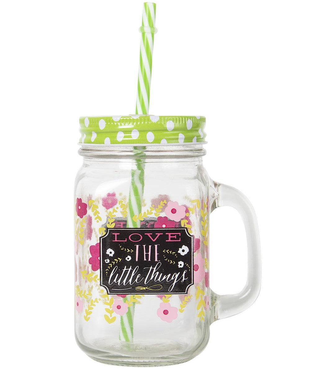 Mason Mug With Straw Set Of 2 (Each 450 Ml) - MARKET 99