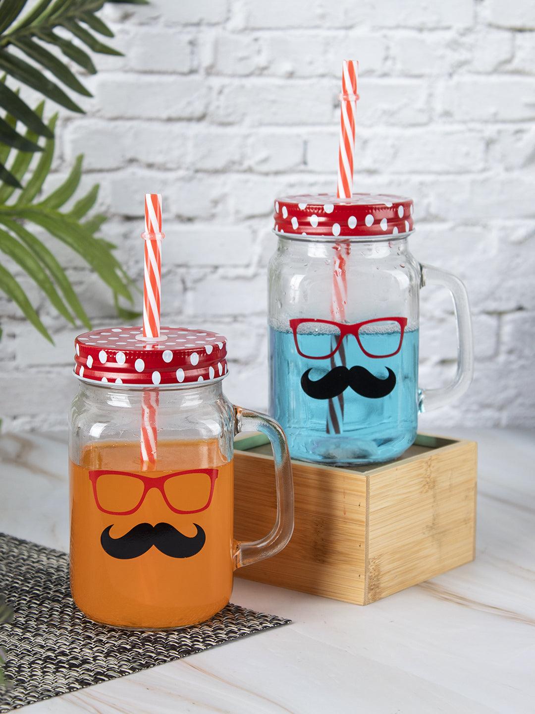 Mason Mug With Straw Set Of 2 (Each 450 Ml) - MARKET 99