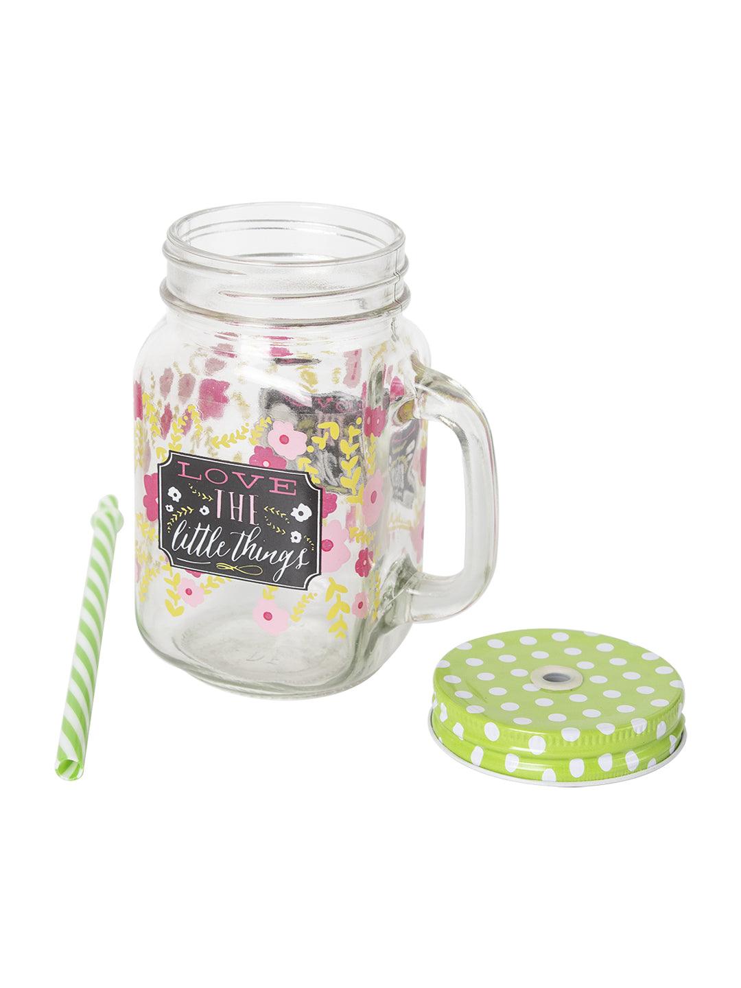 Mason Mug With Straw Set Of 2 (Each 450 Ml) - MARKET 99