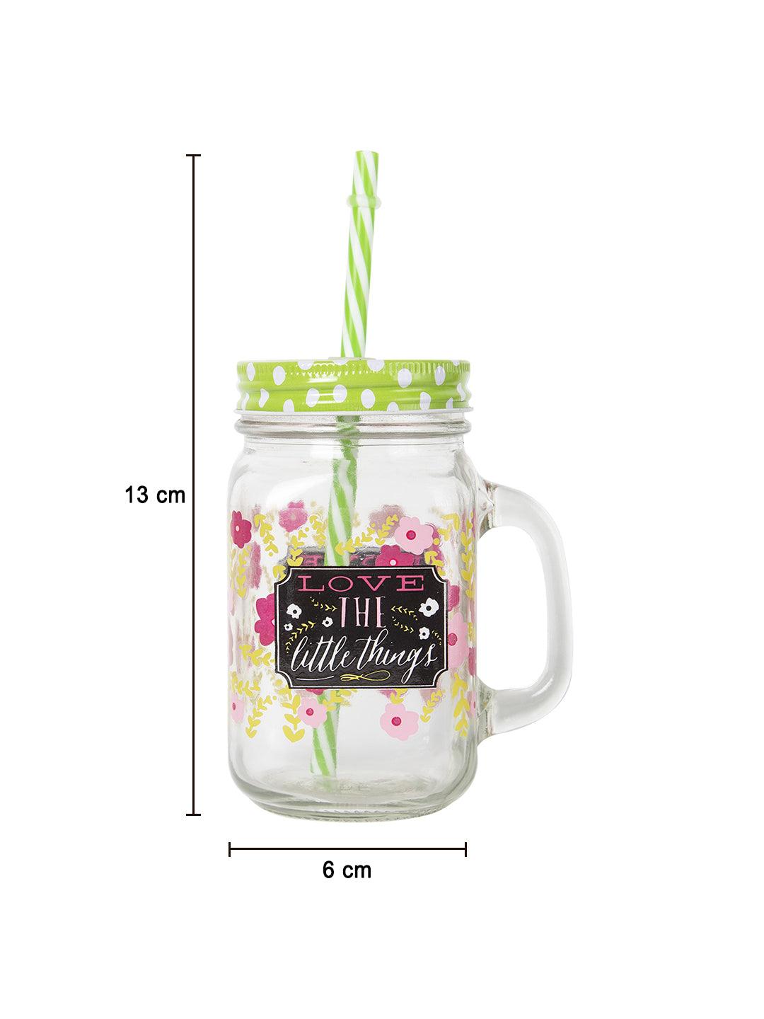 Mason Mug With Straw Set Of 2 (Each 450 Ml) - MARKET 99