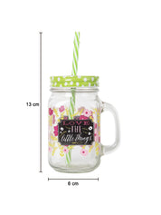 Mason Mug With Straw Set Of 2 (Each 450 Ml) - MARKET 99