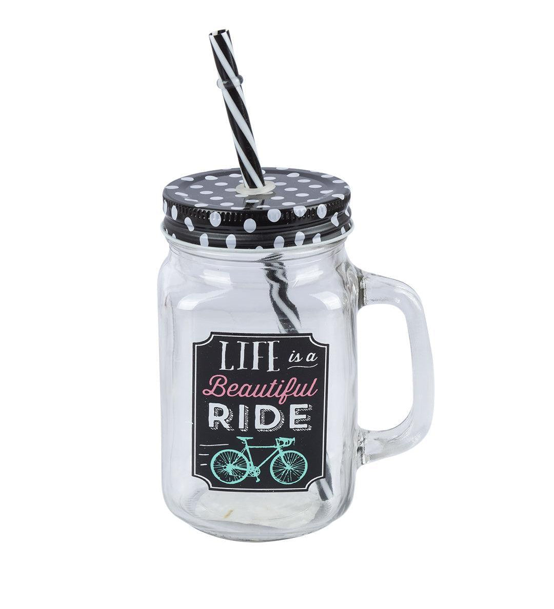 Mason Mug With Straw Set Of 2 (Each 450 Ml) - MARKET 99