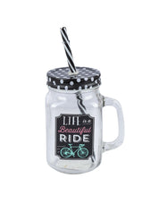 Mason Mug With Straw Set Of 2 (Each 450 Ml) - MARKET 99