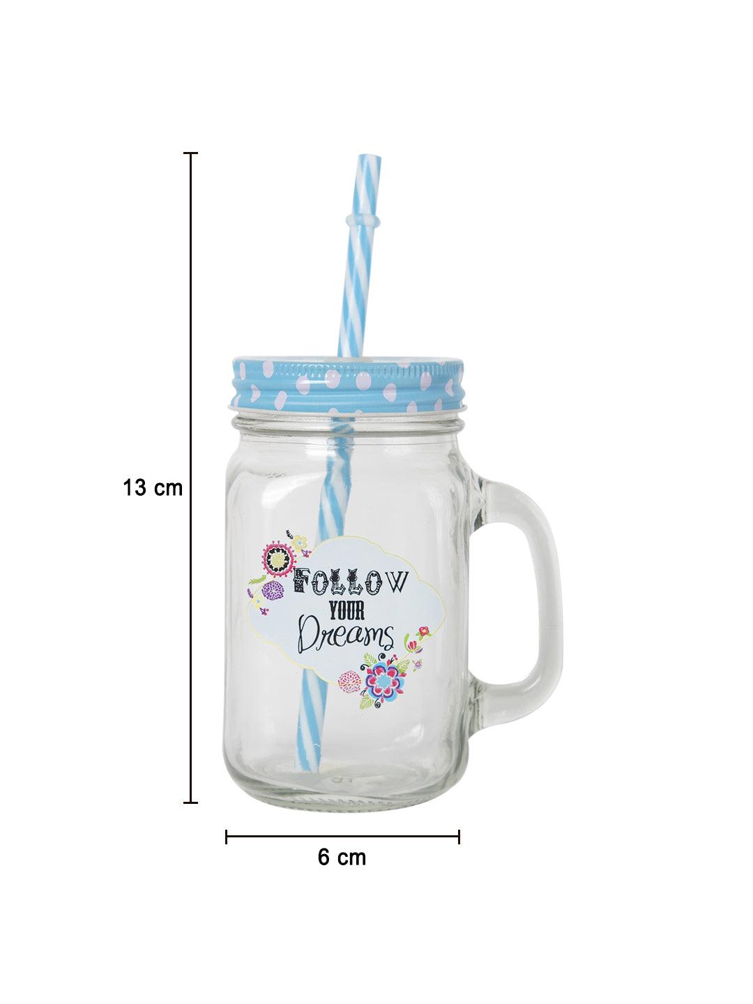 Mason Mug With Straw Set Of 2 (Each 450 Ml) - MARKET 99