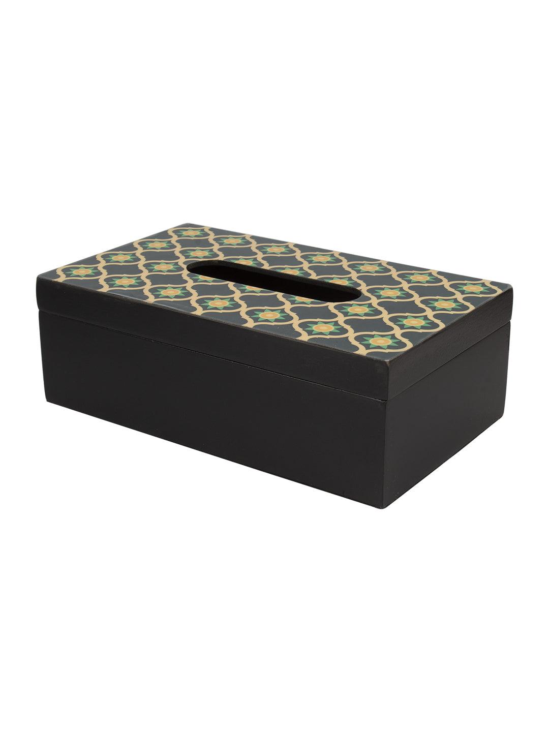 Mdf Green & Black Rectangular Tissue Box - MARKET 99