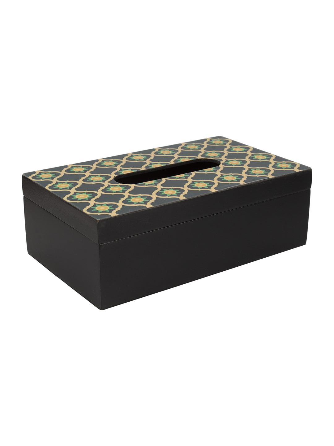 Mdf Green & Black Rectangular Tissue Box - MARKET 99