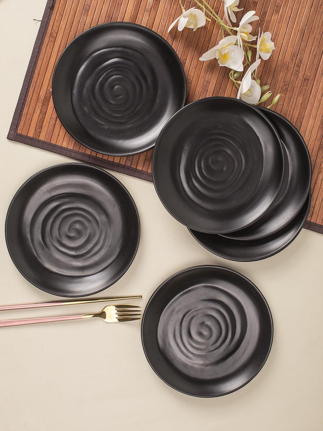 Melamine Black Round Quarter Plate (Set of 6) - MARKET 99