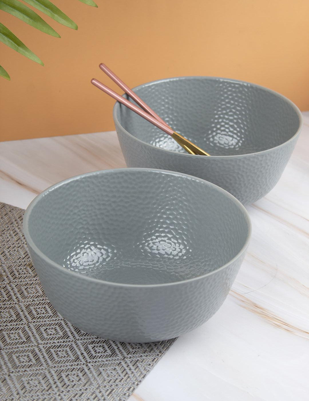 Melamine Grey Round Serving Bowl (Set of 2) - MARKET 99