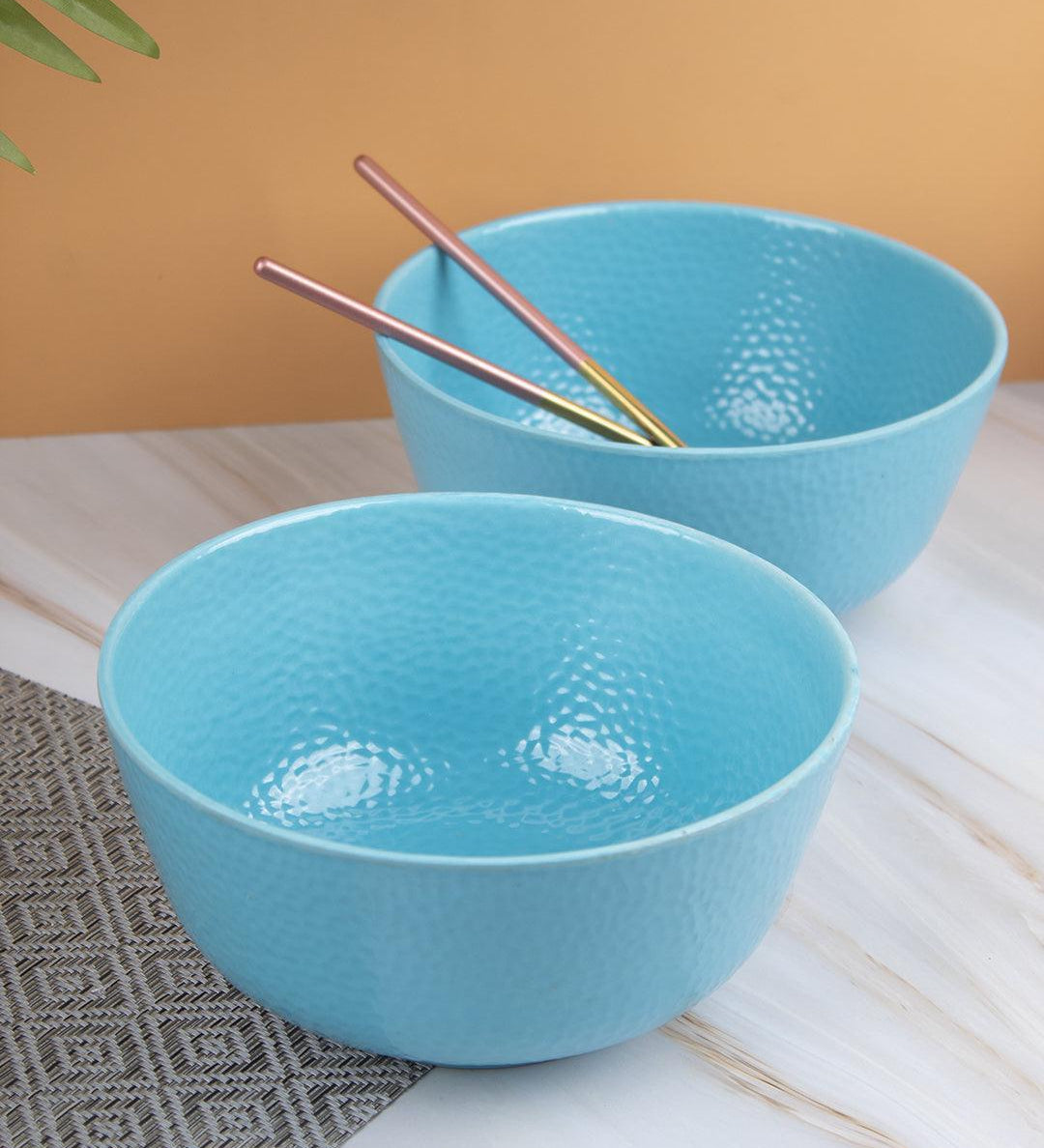 Melamine Turquoise Round Serving Bowl (Set of 2) - MARKET 99