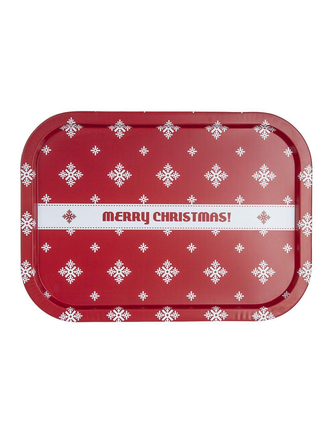 Merry Christmas & Snowflake Print - Serving Christmas Metal Tray - MARKET 99